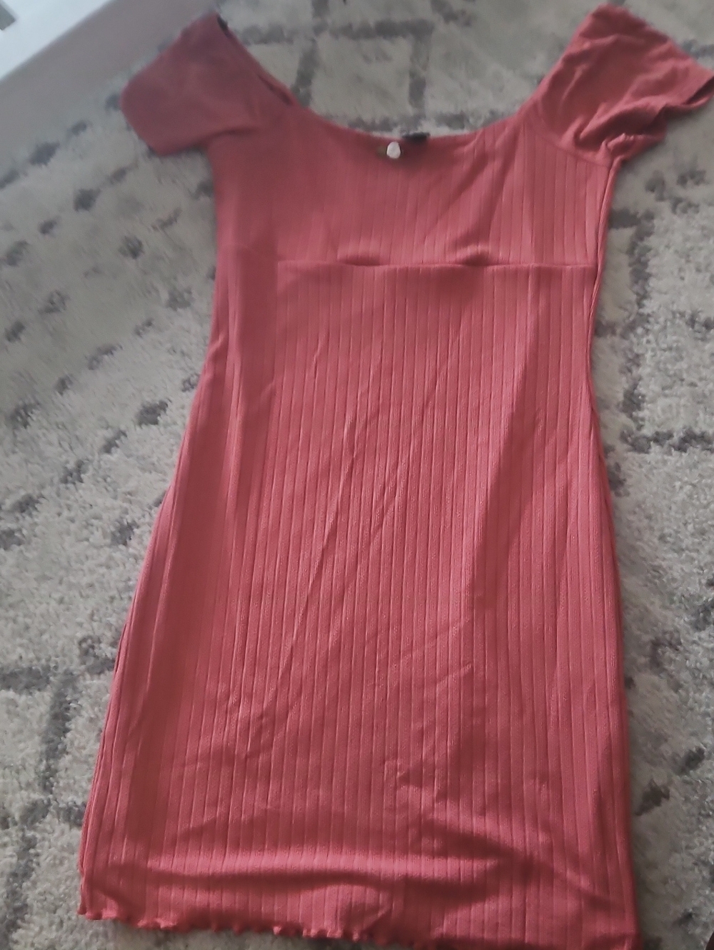 Forever 21 Ribbed Short Sleeve Mini Dress - Rust